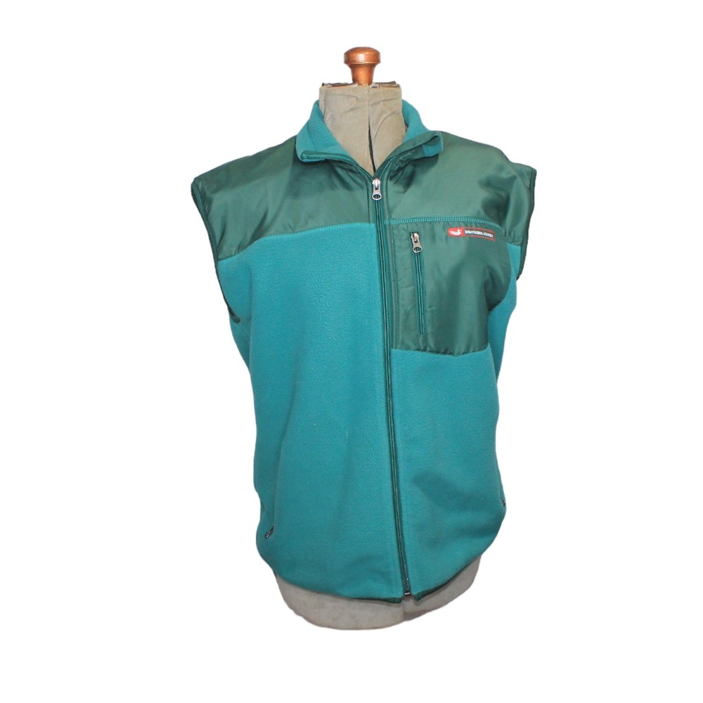 Southern Marsh FieldTec Full Zip Fleece Vest Mens Size Large Green Preppy
